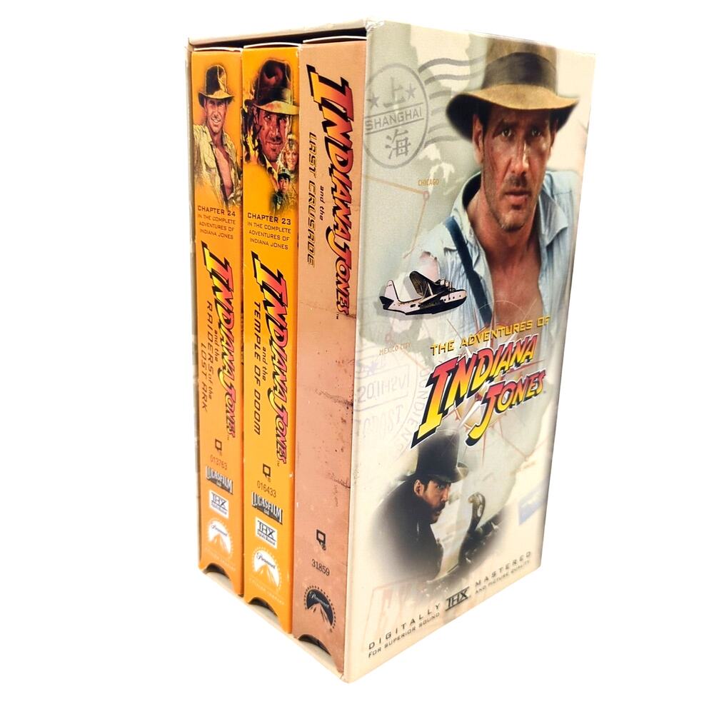 Indiana Jones VHS Trilogy Box Set - Raiders Temple Last Crusade - GOOD